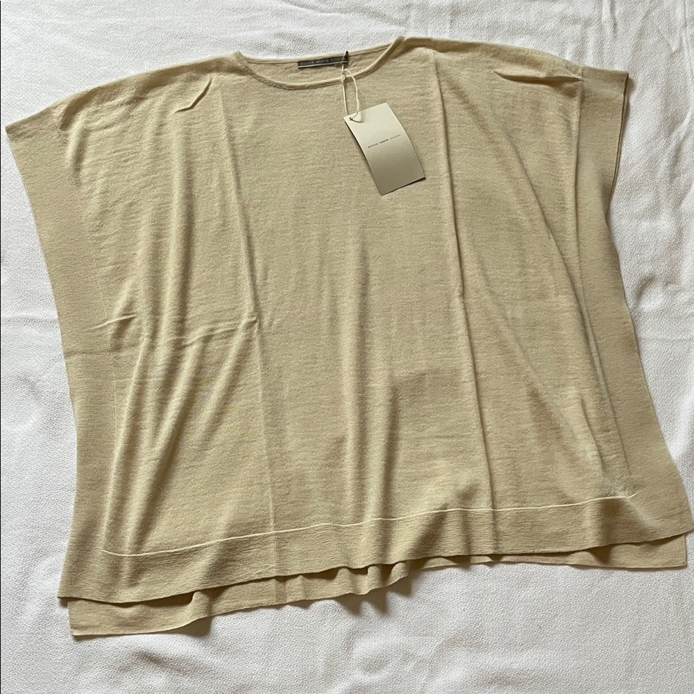 NWT Alicia Adams Alpaca Ivory Sweater Poncho OS - Picture 2 of 6